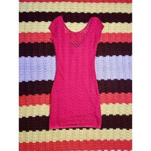 Free People Coral Crochet Dress, XS